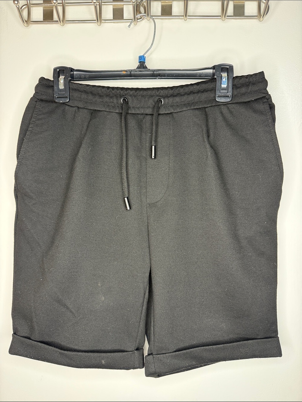 Zara Black Drawstring Knit Hybrid Shorts